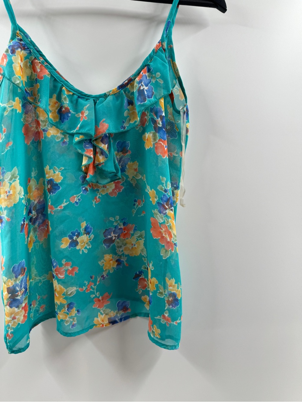 Francesca's Turquoise Floral Sheer Cami Tank Top – Women's Small - Picture 3 of 8